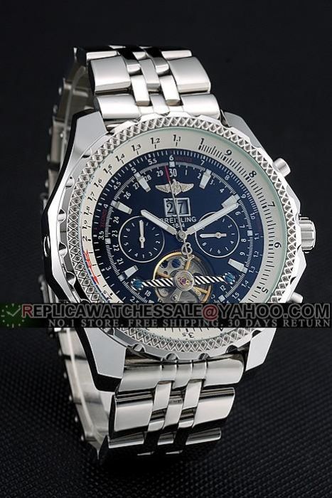 Faux Breitling Bentley Black Dial Male Stainless Steel Swiss Watch Video