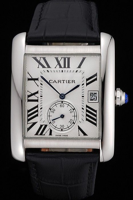 Imitation Cartier W5330003 Roman Scales Black Leather Strap Wome's Rectangle Case KDT184 SS Watch Video