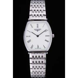 Longines La Grande Classique Stainless Steel Tonneau Shaped White