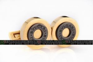 Bvlgari Italy Design Gold Plated Cufflinks With Black Ceramic Circle Luxury Fashion CL042