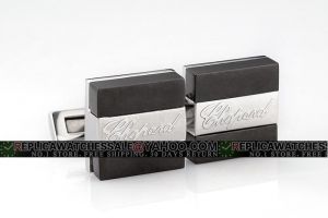 Chopard Square Black Lacquered And Silver SS Carbon Cufflinks 2017 Vintage Classic CL120