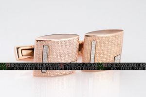 Givenchy Rose Gold Cufflinks With Silver Stainless Steel Strip And Square Logo Business CL027
