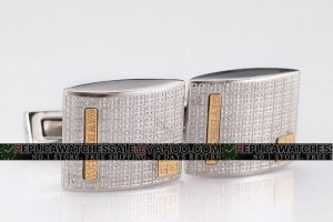 Givenchy Sterling Silver Square Cufflinks With Yellow Gold Strip And Square Logo for Men CL028