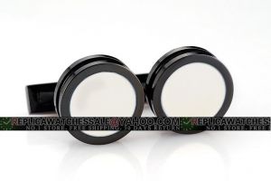 Hugo Boss Simony Round Black And White Enamel Brass Circular Cufflinks for Men CL013