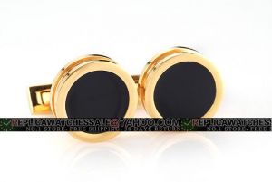 Hugo Boss Simony Yellow Gold And Black Round Cufflinks Great Gift With Unique Design CL015