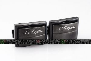 S.T.Dupont Black Lacquer Palladium Finish Label Collection Cufflinks for Wedding Business CL010