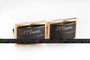 S.T.Dupont Gold border Black Lapis Mens Cufflinks Rectangle French Fashion Design Replica CL009