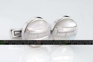 Salvatore Ferragamo New Design Round Sterling Silver Cufflinks Italy Mens Jewelry CL001