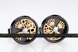 Rolex Watch Design Round Black And Gold Crown Looking Cufflinks Especially for Men CL081