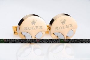 Rolex Silver Watch Movement Gears Gold Plated Mens Merchandise Round Cufflinks New CL071