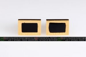 Bvlgari Rectangle Gold Border With Black Ceramic Center Cufflinks Man Gift Idea CL041