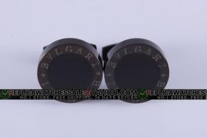 Bvlgari Bulgari Black Ceramic Ion-Plated Round Stud Elegant Cufflinks  In Box CL040