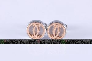 Cartier Round Silver Rose Gold Double C Logo Decoration Cufflinks Delicately Accessories Collection CL093