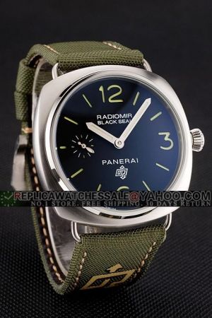 Panerai Radiomir PAM00380 Black Dial Army Green Nylon Strap Mens Automatic Watch PN120