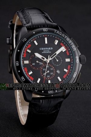 Chopard Mille Miglia 161293-5001 GTS Chronograph All Black Leather Strap Watch Low Price CP012