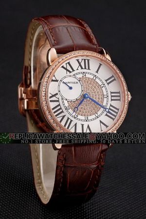 Lady Cartier Ronde Pearlmaster Diamond set Watch KDT091 Brown Leather Strap