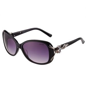 Cartier Diamonds Fox Hinges Celebrity Sunglasses SUGC022  Black Frame Purple Lenses 