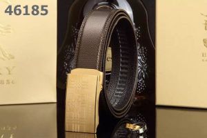 Top Sale Burberry Brown Leather Strap Guy Ratchet Belt With Yellow Gold & Silver Logo-embossed Automatic Buckle
