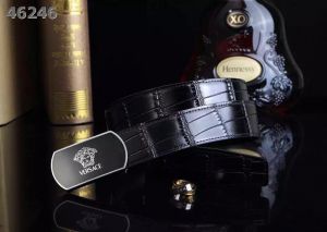 Best Selling Versace Croco Embossed Leather Plaque Black Gelatin Logo Pattern Mens Business Belt Online 