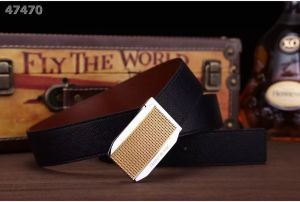 Montblanc Fashion Black/Coffee Epsom Leather Reversible Strap Chequer Engraving Two-tone Clamp Buckle Mens Belt