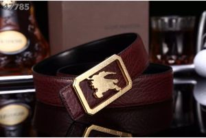 Latest Burberry Logo Style Pin Buckle Comfortable Strap Mens Leather Belt Burgundy/Navy/Black 