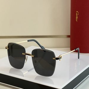 Sale Rimless Transparent Rectangular Lens Black Enamel Frame Cartier Glasses—Fake Cartier Unisex Sunglasses 