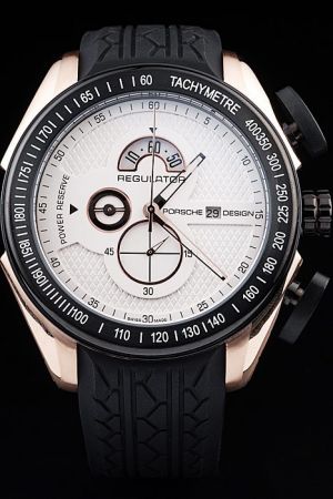 Porsche Design Power Reserve Rose Gold Lugs White Dial Watch Replica With Perfect Details PD003