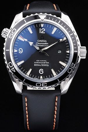 Omega Seamaster Co-Axial Professional Planet Ocean Black Unidirectional Rotating Bezel Black Dial Luminous Scale Black Strap Watch 232.32.46.21.01.003