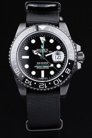 Rolex GMT Master II Bidirectional Rotatable Bezel Black Dial Luminous Dots Scale Mercedes Hand With Blue Index Black Close Strap Swiss Watch