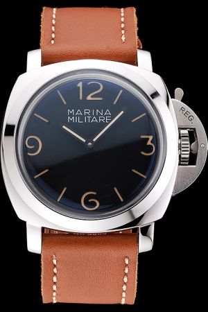 Panerai Radiomir PAM00232 Black Dial Brown Leather Strap Guy SS Automatic Watch PN113