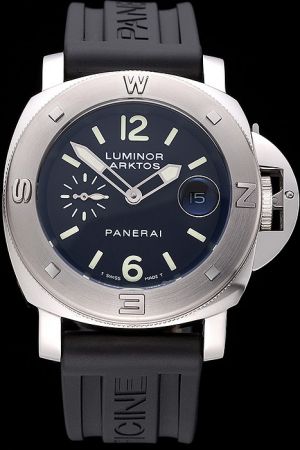Panerai Luminor Stainless Steel Compass Bezel Black Rubber Strap Date 44MM Automatic Watch PN023