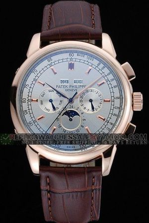 PP Grand Complications Moonphase Rose Gold Case&Stick Slender Pointer Rep Watch 5204R-001