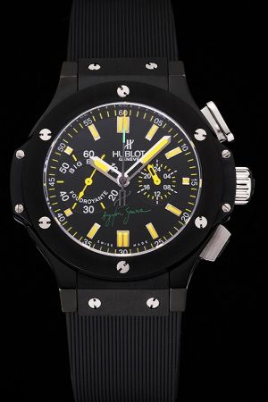 Hublot Quality 315.CL.1129.RX Big Bang Ayrton Senna Foudroyante Yellow Index All Black Watch HU082 
