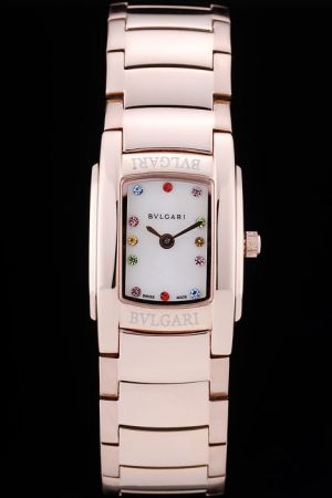 Bvlgari Assioma White Dial Colorful Crystal Indexes 18-ct Rose Gold 2017 Spring New Collection Watch BV073
