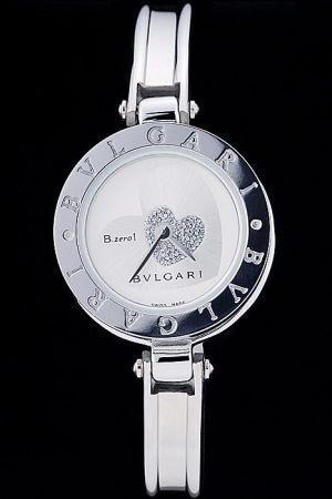Bvlgari B.zero1 Silver Diamonds Heart Dial Stainless Steel Bracelet Watch Best Price Free Shipping BV012