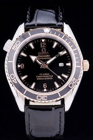 Omega Seamaster Chronometer Uni-directional Rotating Bezel Black Dial Luminous Marker/Pointer Black Strap Date Women Watch