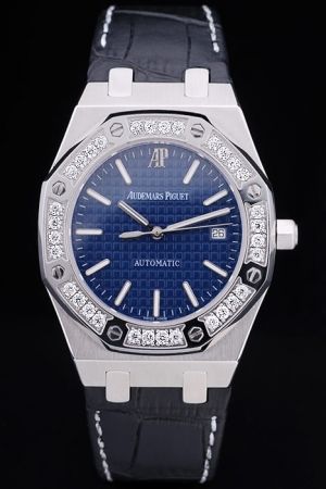 Audemars Piguet Royal Oak Octangle Jewelry Bezel Blue Tapisserie Dial Luminous Baton Scale Watch