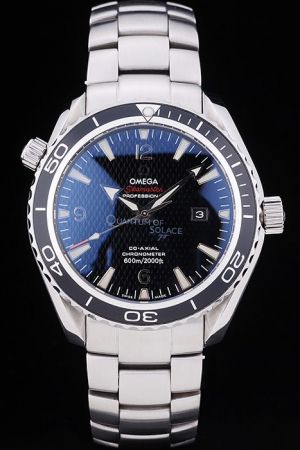 Omega Seamaster Co-Axial Planet Ocean 007 Limited Black Unidirectional Rotating Bezel Black Dial With Clous de Paris Luminous Scale/Hand Watch
