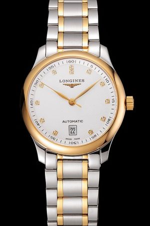 Longines Master Collection 38mm Yellow Gold Case Diamonds Marker Two-tone Bracelet Watch L2.755.5.77.7
