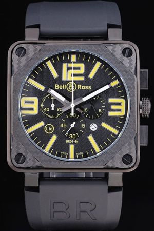 Bell & Ross Yellow Indicators Black Watch Sophisticated Works Premier Luxury Rare Collection BR034