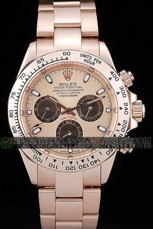 Rolex Daytona Chronograph 40mm Rose Gold Plated Stainless Steel Case/Bracelet Hour Scale Three Black Sub-dials Men Fake Watch