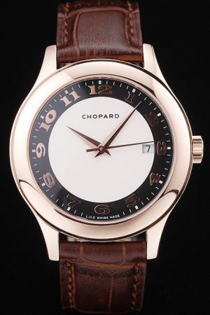 Swiss Made Chopard L.U.C Classic 1227276 18k Rose Gold Case Brown Leather Strap Watch CP024