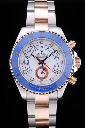 Rolex Yachtmaster II Chronograph Blue Cerachrom Bezel White Dial Blue Pointers With Regatta Countdown Hand 2-Tone Bracelet Watch Ref.116688-78211