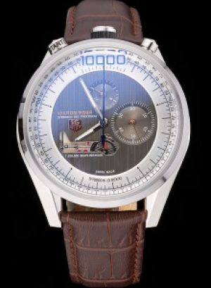Swiss TAG Heuer Mikrogirder Two-tone Dial Blue Second Pointer Brown Strap Watch
