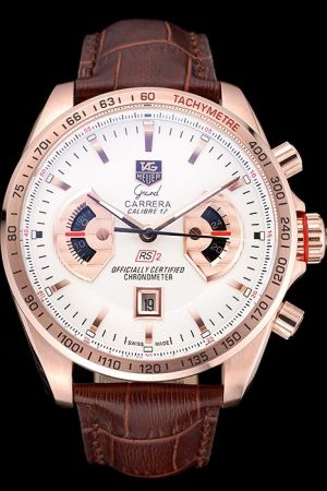 Tag Heuer Grand Carrera White Dial Rose Gold Case&Markers Date Watch CAV515B.FC6231