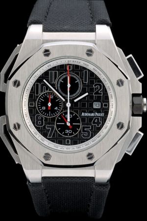 AP Royal Oak Offshore Chronograph Arabic Numeral Inner Tachymeter Scale Bezel Fabric Band Arnold Schwarzenegger Autograph Limited Watch