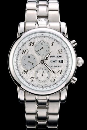 Montblanc Masculine 114856 Classy White Dial Stainless Steel GMT Japanese Automatic Watch MO020
