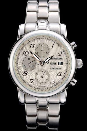 Montblanc 4810 GMT Chronograph Light Grey Dial Stainless Steel Watch  Free Shipping MO021