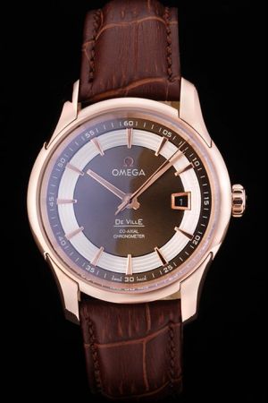 Omega De Ville Hour Vision Co-axial Chronometer Rose Gold Case/Pointer/Marker Brown Dial With Circinate Pattern  Watch