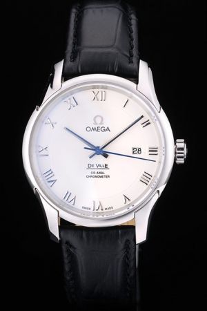 Omega De Ville Co-axial Chronometer Hour Vision White Concentric Dial Roman Scale Blue Second Pointer  Watch 431.13.41.22.02.001
